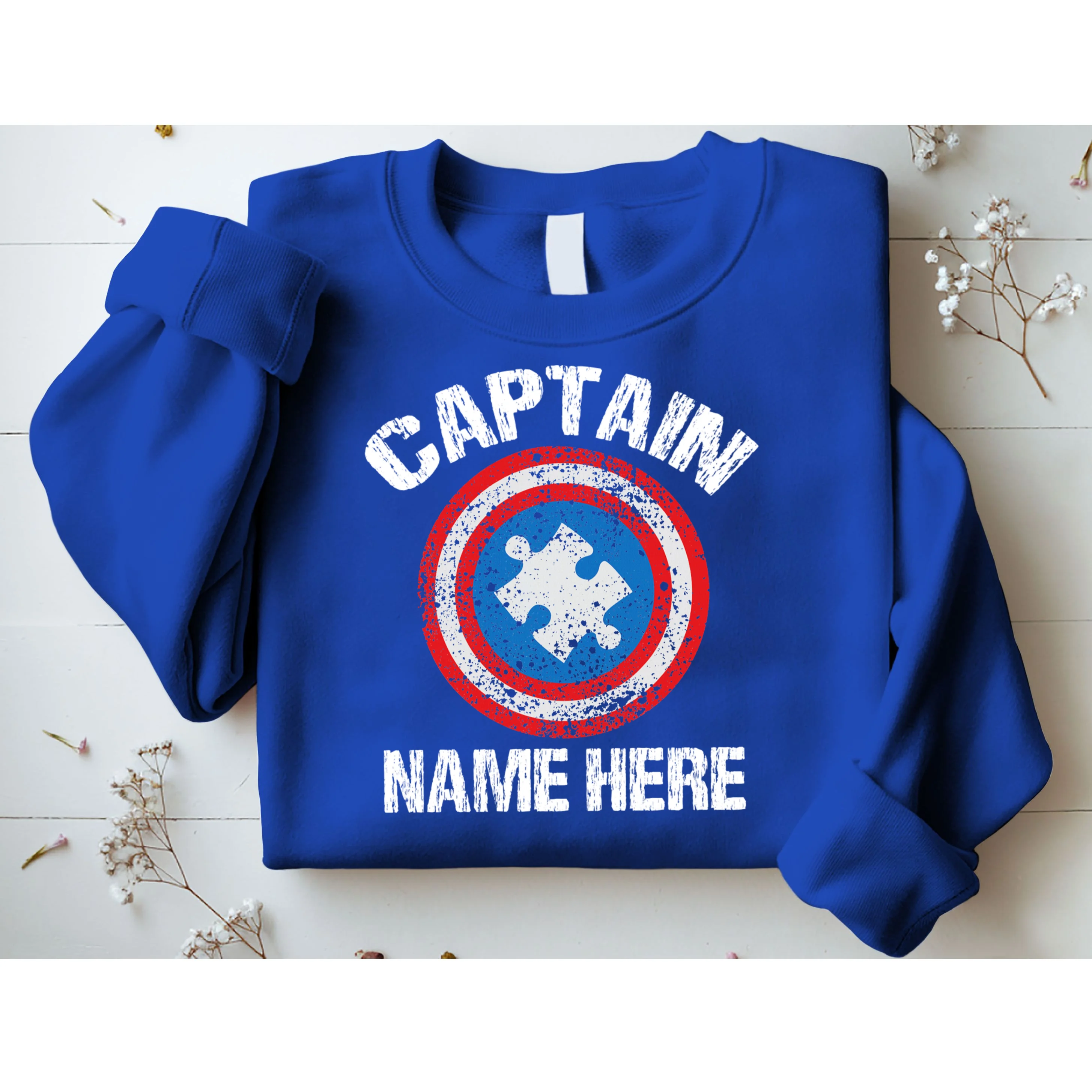Personalized Captain Autism Puzzle Shield Custom Sweatshirt - Front 1