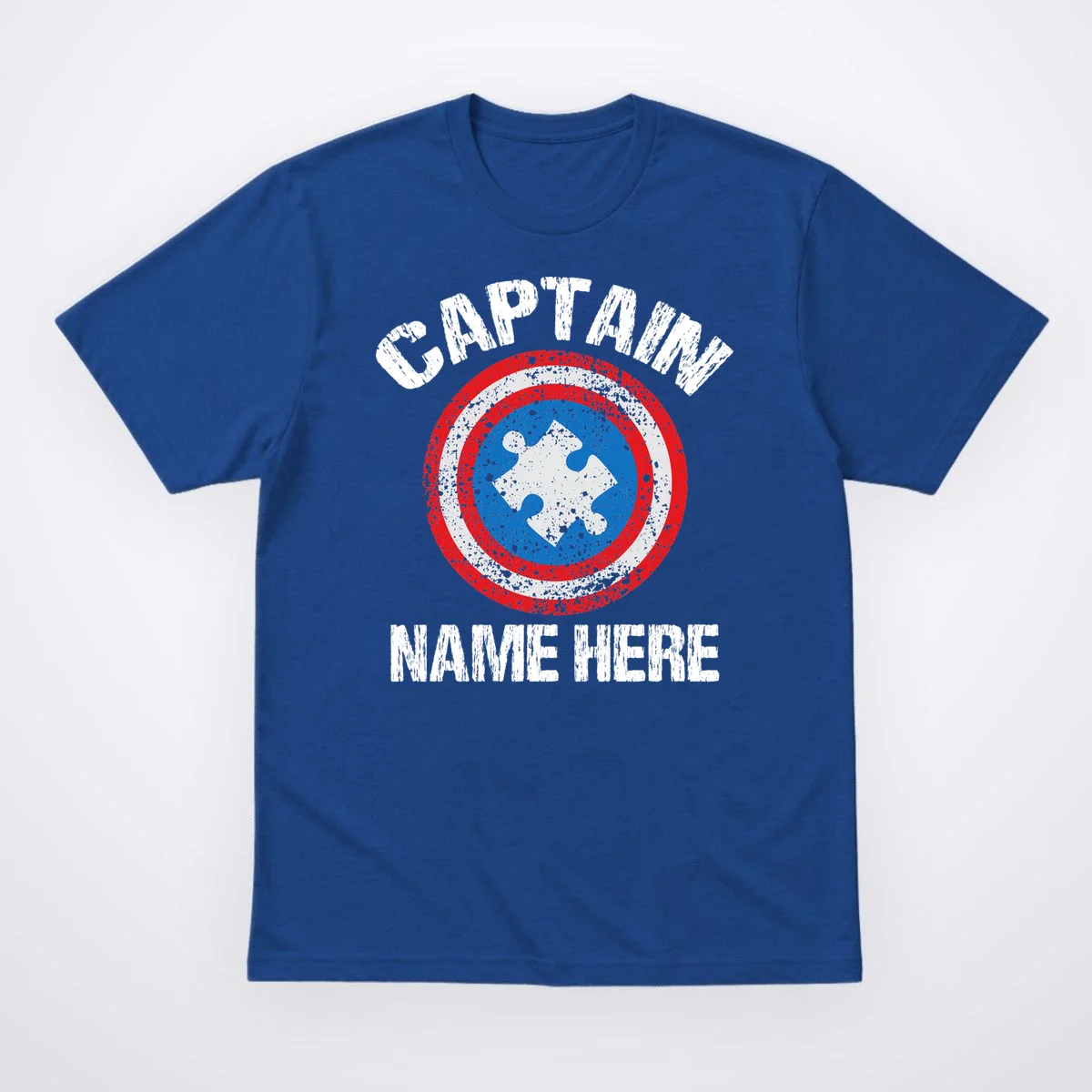 Personalized Captain Autism Puzzle Shield Custom T-Shirt - Front