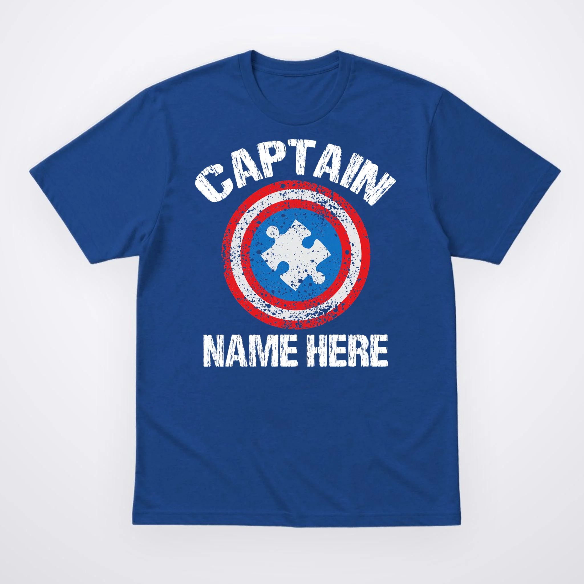 Personalized Captain Autism Puzzle Shield Custom T-Shirt Front