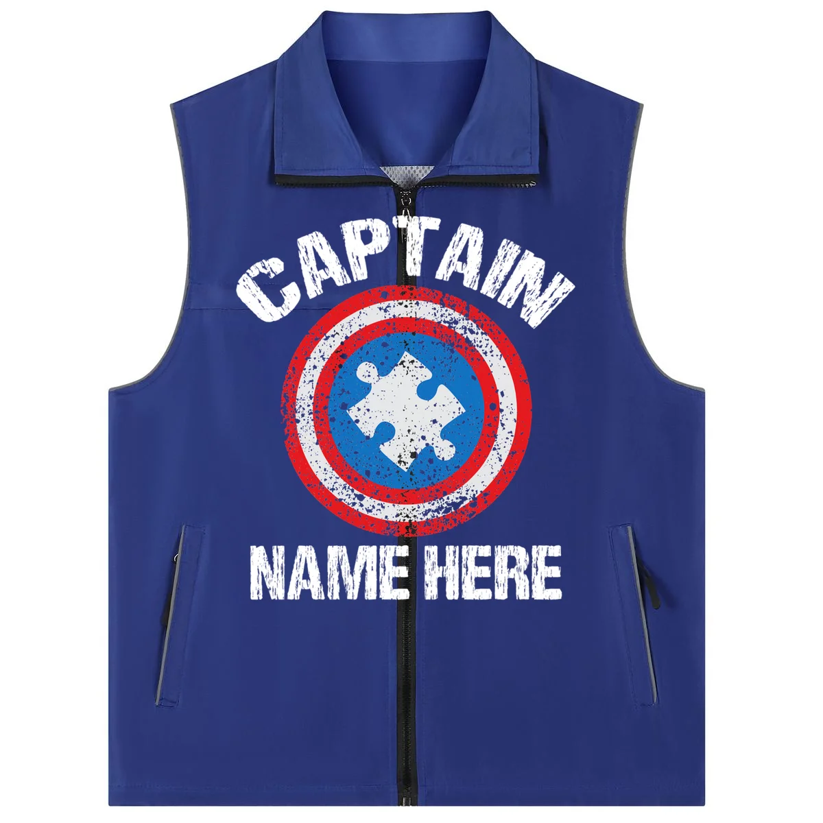 Personalized Captain Autism Puzzle Shield Custom Men's Vest - Front
