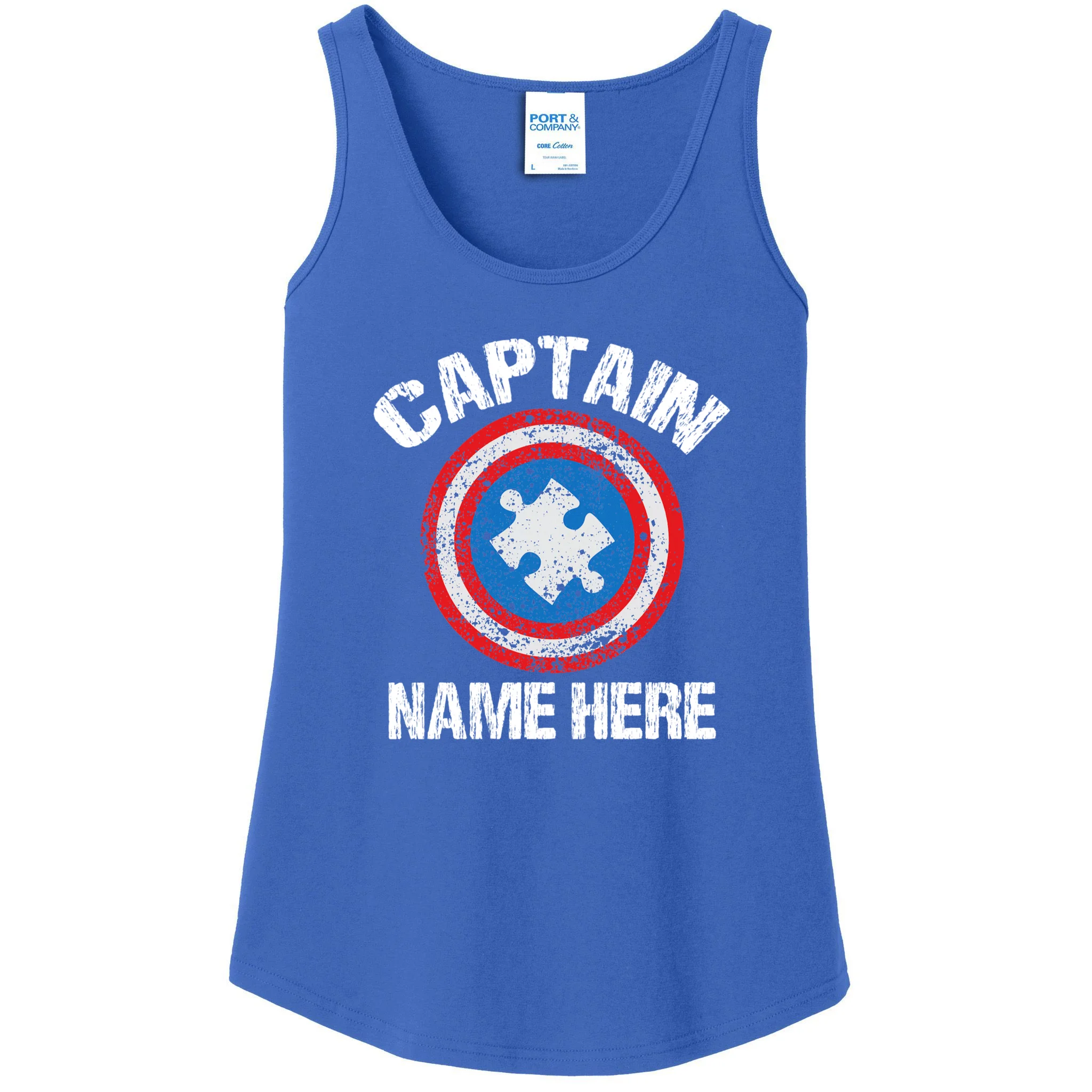 Personalized Captain Autism Puzzle Shield Custom Women's Tank Top - Front