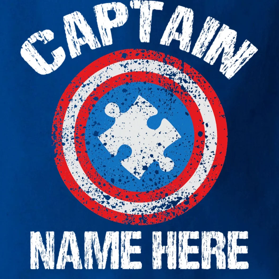 Personalized Captain Autism Puzzle Shield Custom Tote Bag - Front - Close-up