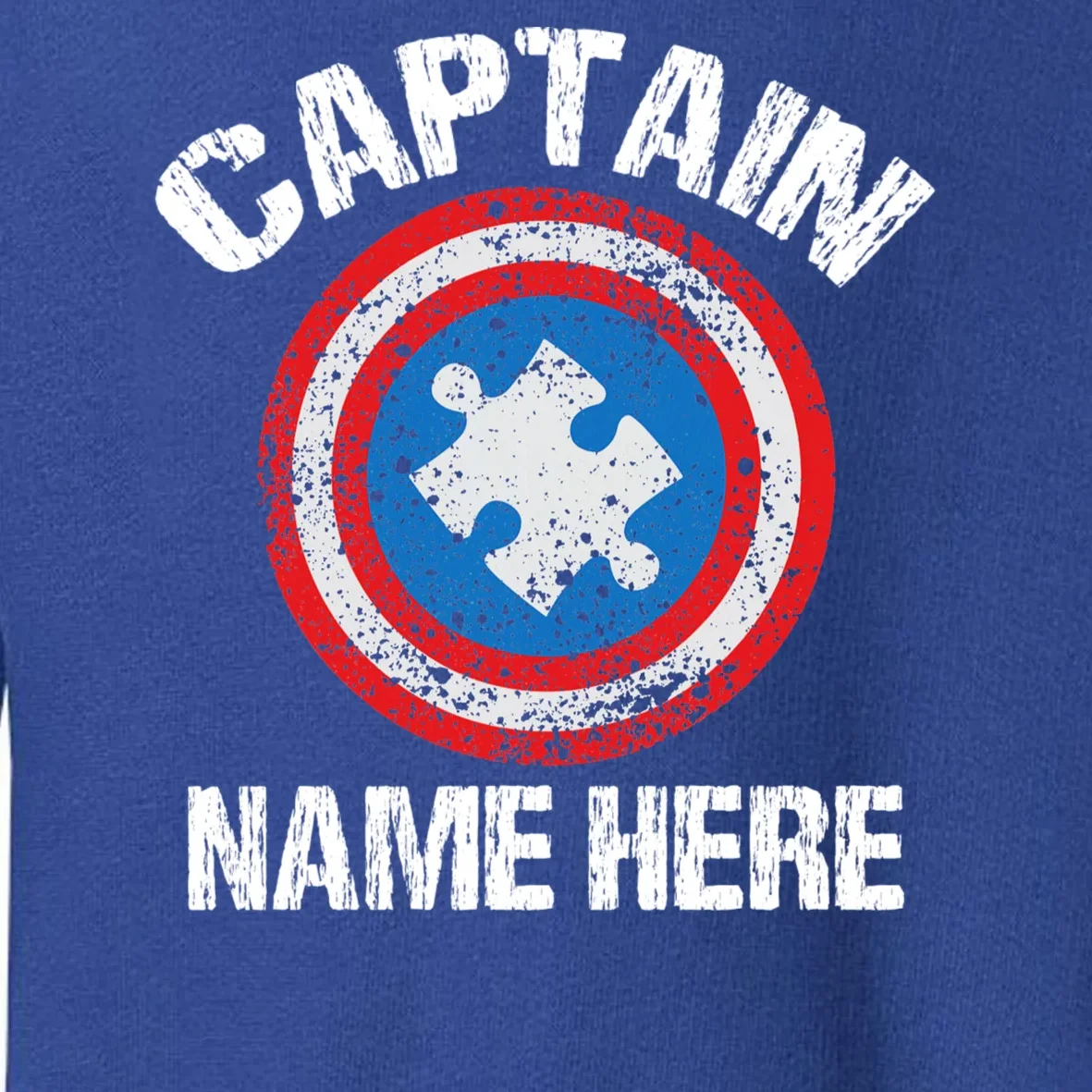 Personalized Captain Autism Puzzle Shield Custom Toddler Sweatshirt - Front - Close-up