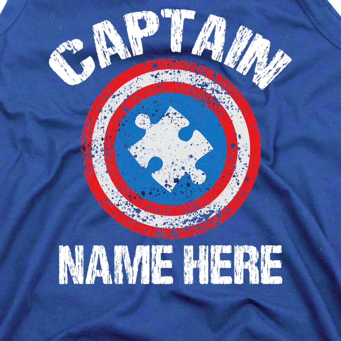 Personalized Captain Autism Puzzle Shield Custom Men's Tank Top - Front - Close-up