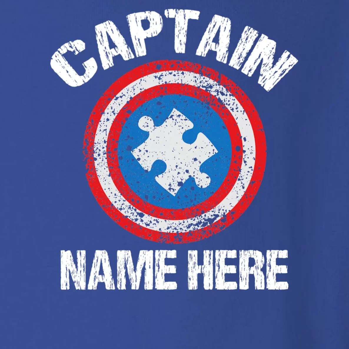 Personalized Captain Autism Puzzle Shield Custom Toddler Long Sleeve Shirt - Front - Close-up