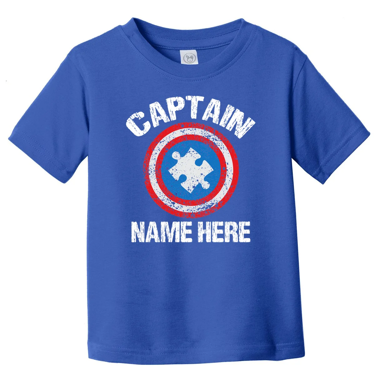 Personalized Captain Autism Puzzle Shield Custom Toddler T-Shirt - Front