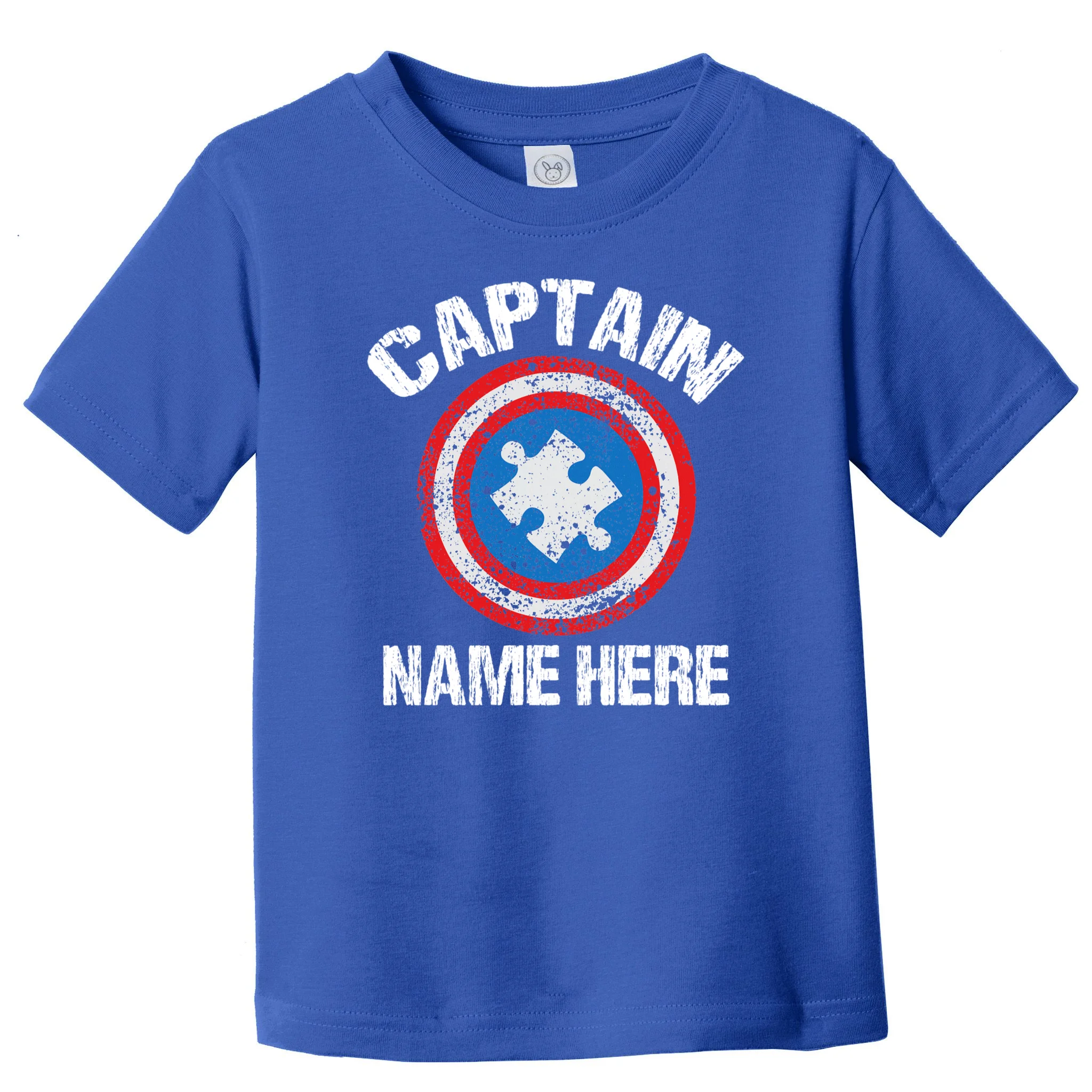 Personalized Captain Autism Puzzle Shield Custom Toddler T-Shirt - Front