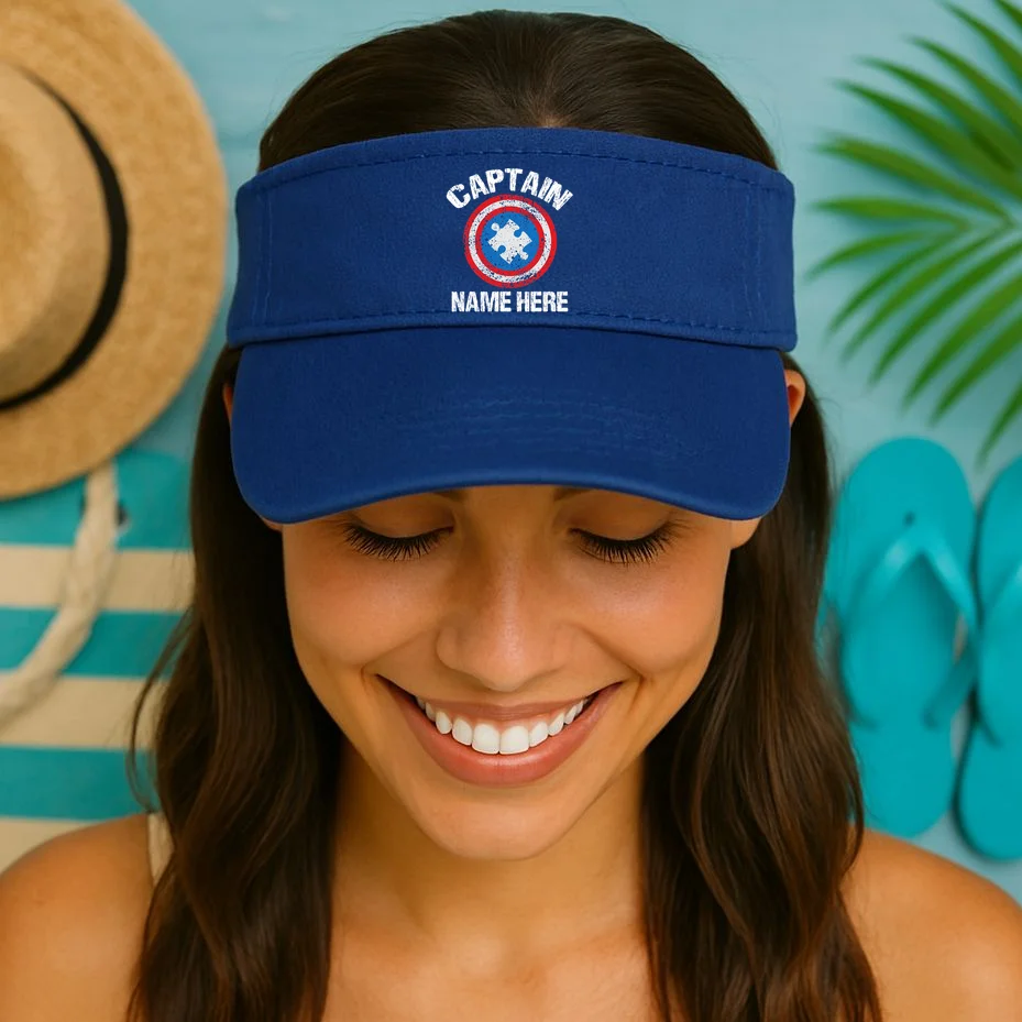 Personalized Captain Autism Puzzle Shield Custom Visor - Front 1
