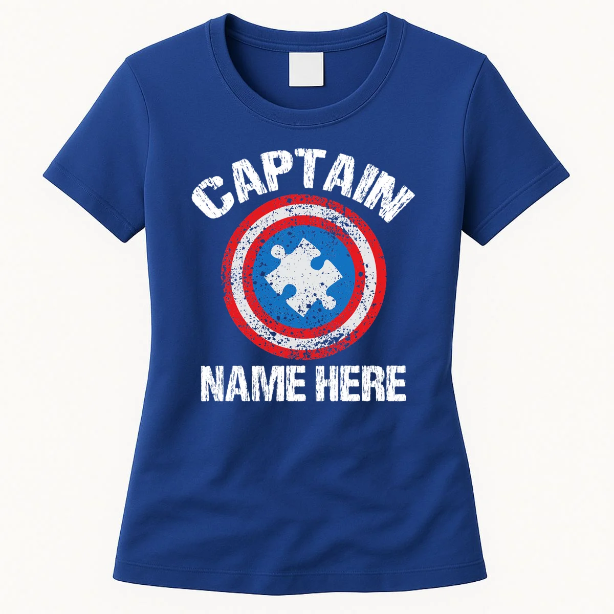 Personalized Captain Autism Puzzle Shield Custom Women's T-Shirt - Front