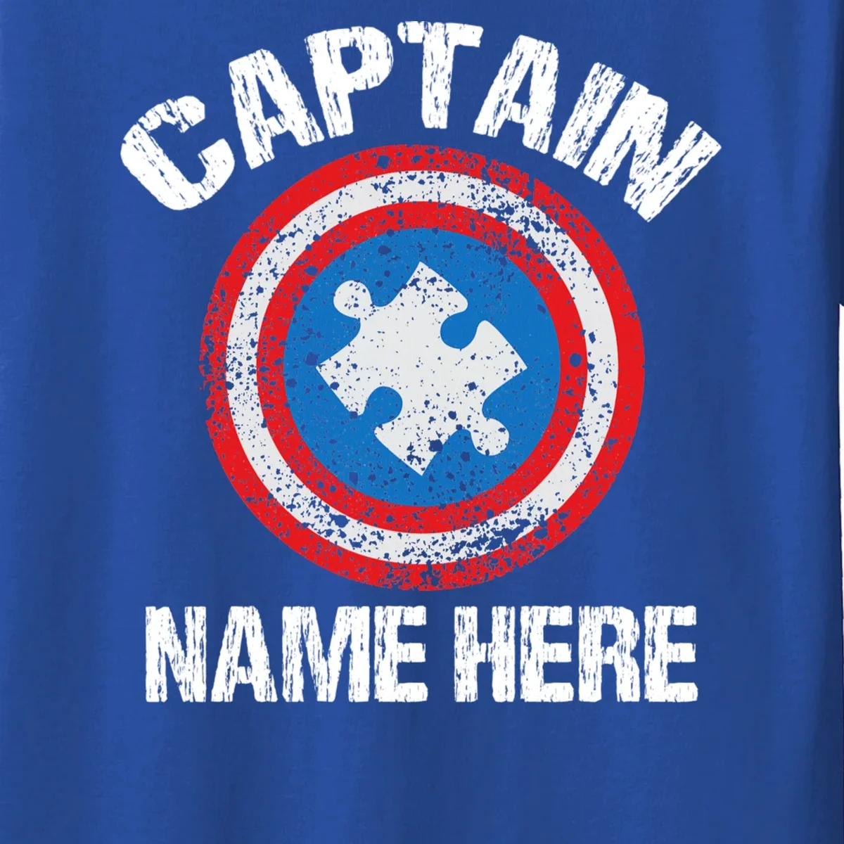 Personalized Captain Autism Puzzle Shield Custom Kids T-Shirt - Front - Close-up
