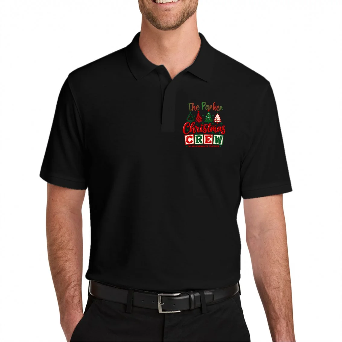 Personalized Christmas Crew Shirt – Custom Family Holiday Design Men's Polo - Front 1