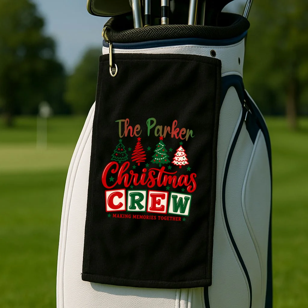 Personalized Christmas Crew Shirt – Custom Family Holiday Design Golf Towel - Front 2