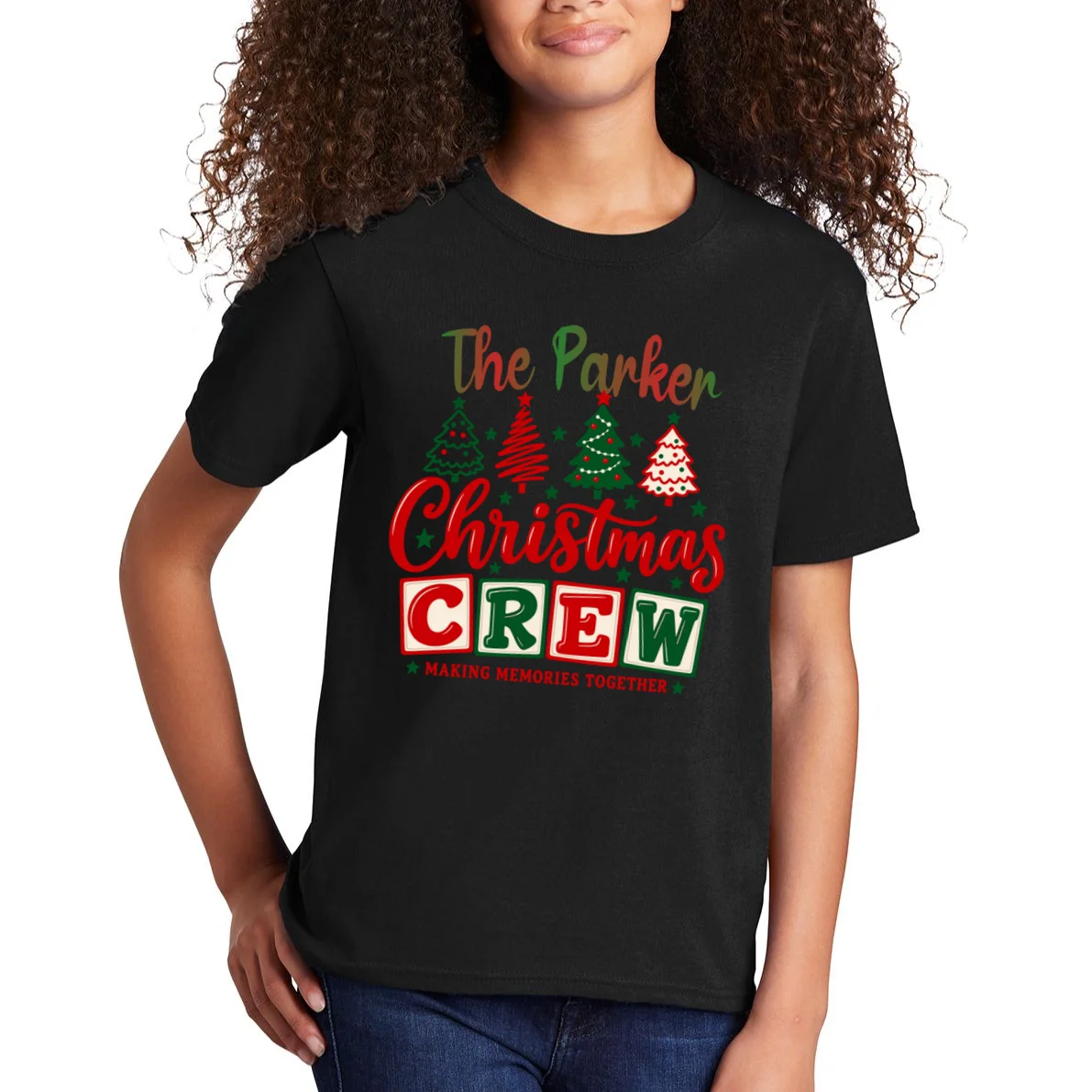 Personalized Christmas Crew Shirt – Custom Family Holiday Design Kids T-Shirt - Front 1