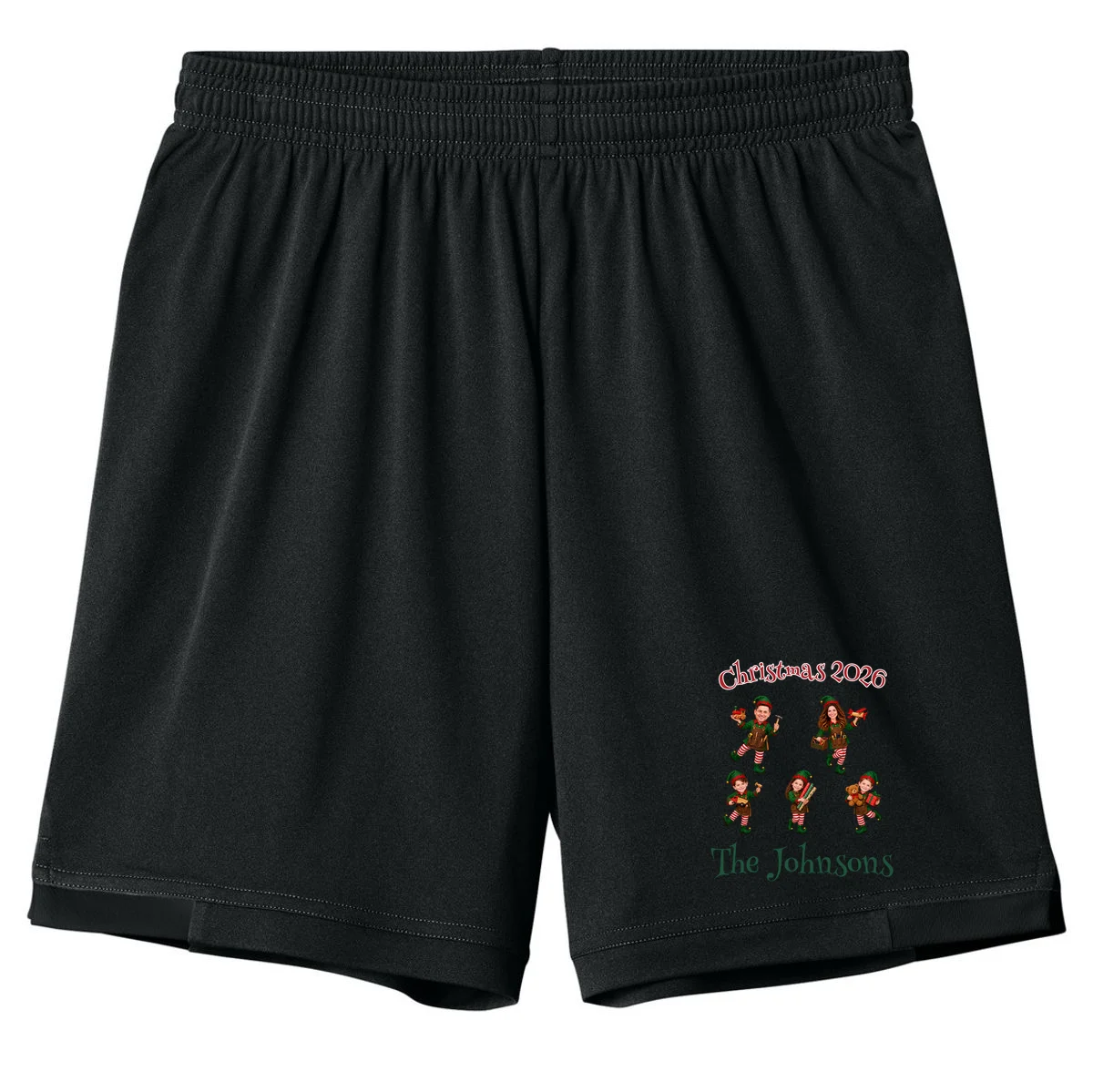 Playful Christmas Elf Family Kids Shorts - Front