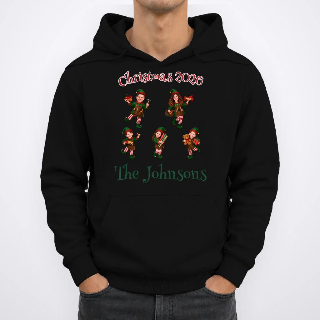 Playful Christmas Elf Family Men's Hoodie - Front 1