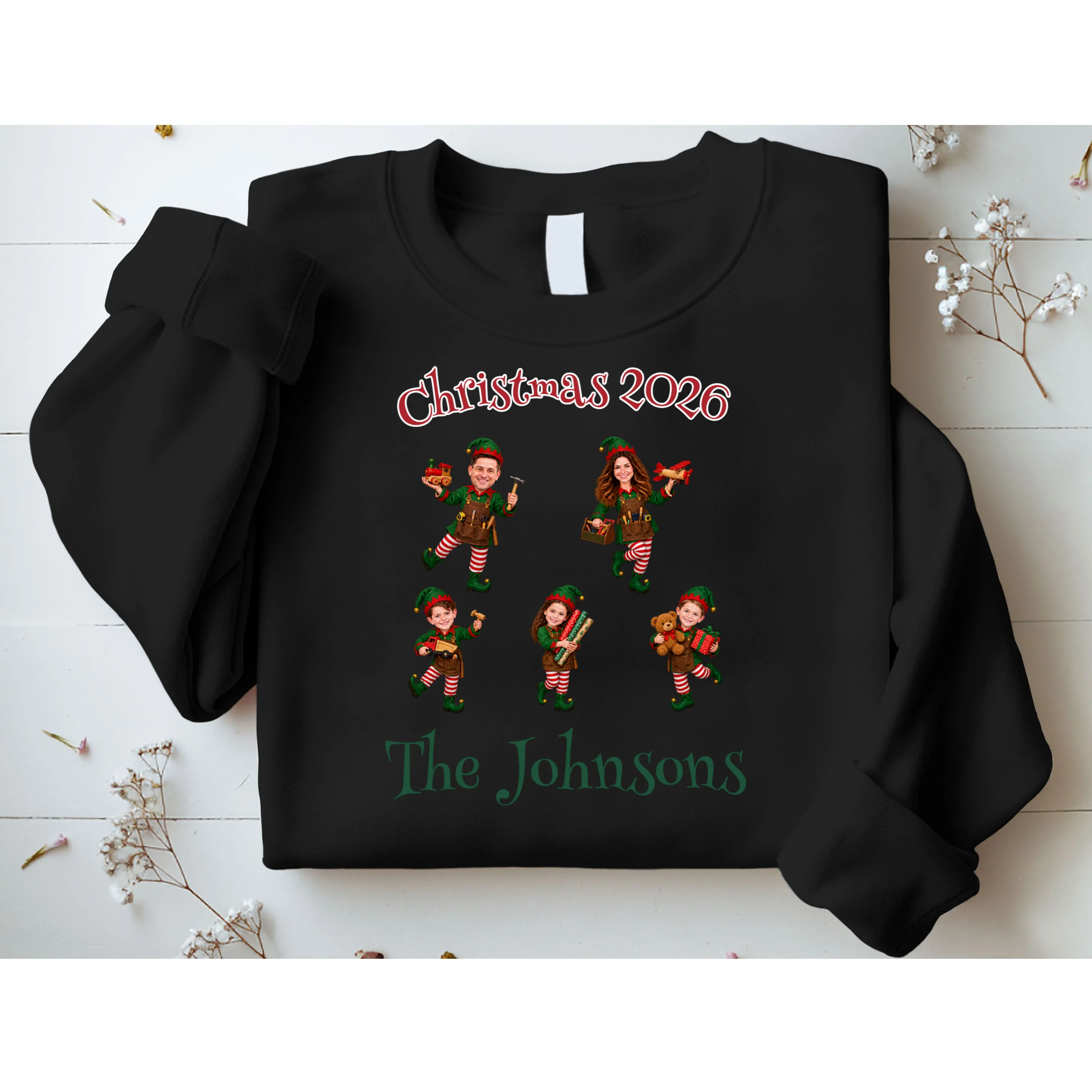 Playful Christmas Elf Family Men's Sweatshirt - Front 1