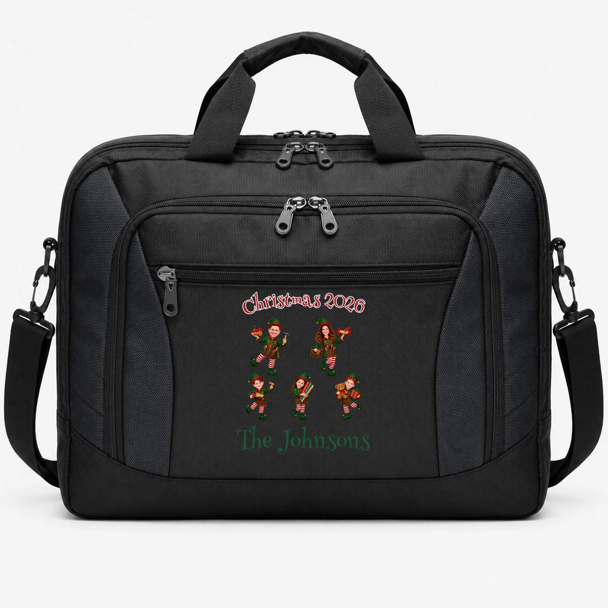 Playful Christmas Elf Family Briefcase Front