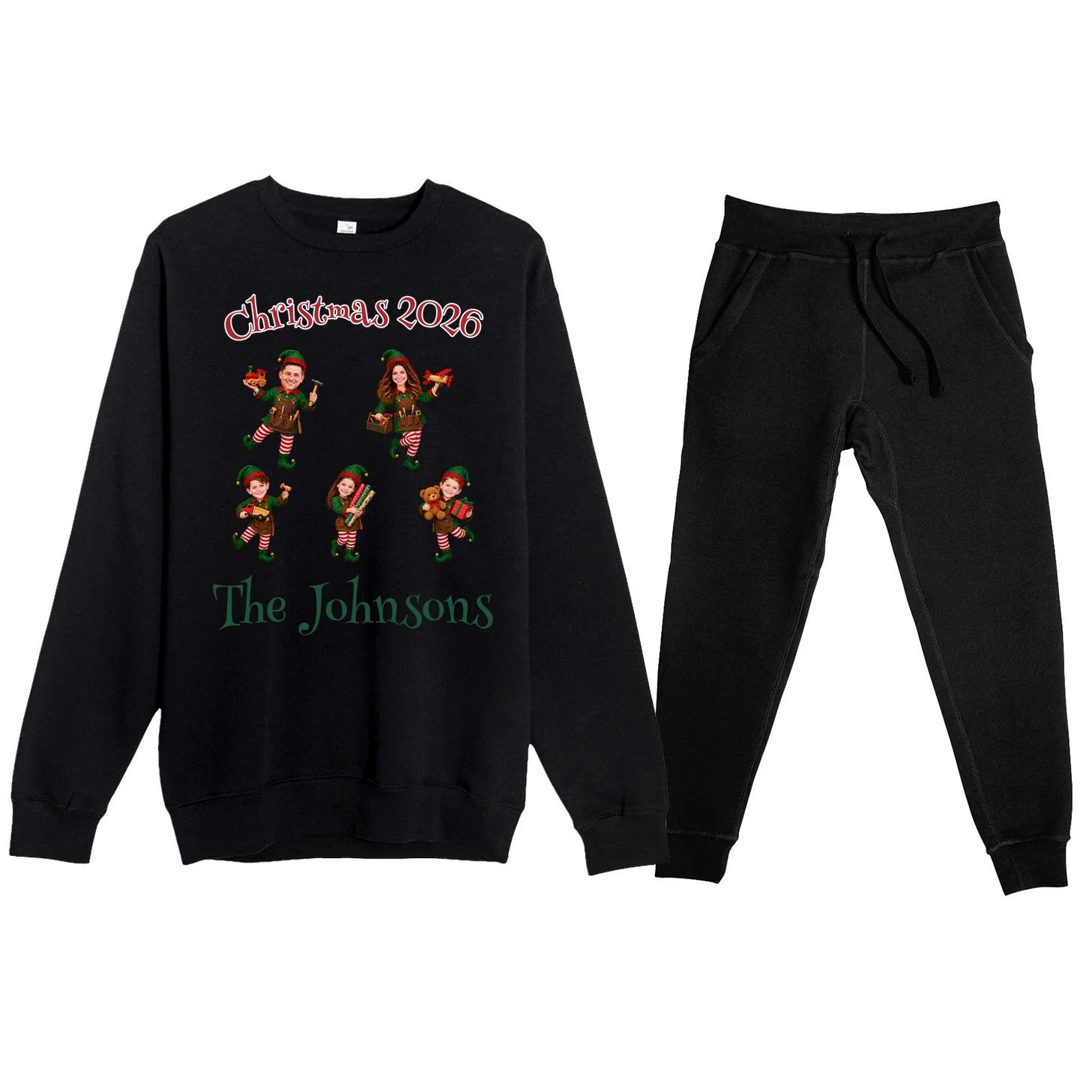 Playful Christmas Elf Family Men's Sweatsuit Front