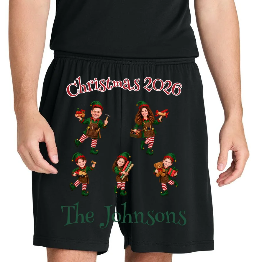 Playful Christmas Elf Family Men's Shorts - Front 1