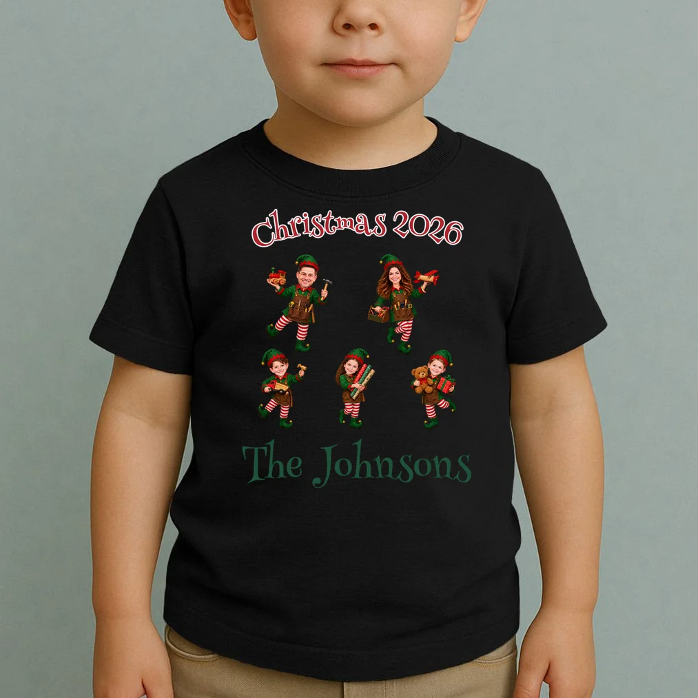 Playful Christmas Elf Family Toddler T-Shirt - Front 1