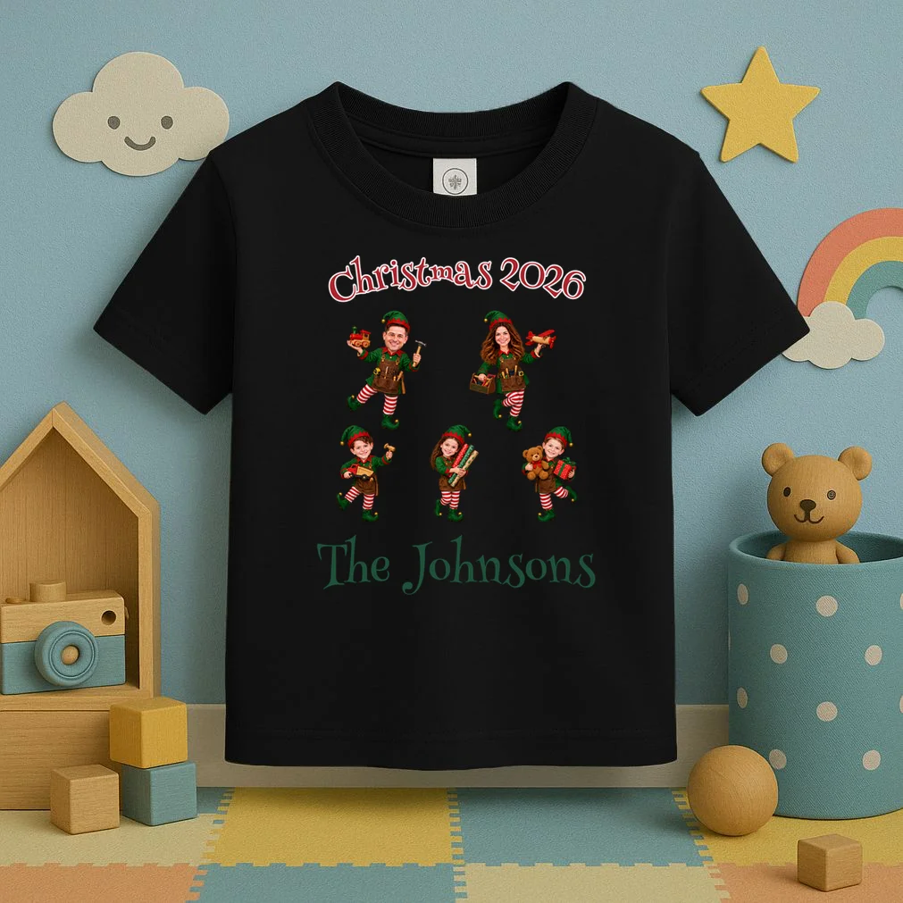 Playful Christmas Elf Family Toddler T-Shirt - Front 2