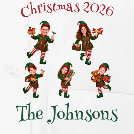 Playful Christmas Elf Family Men's Chef Coat - Front - Close-up
