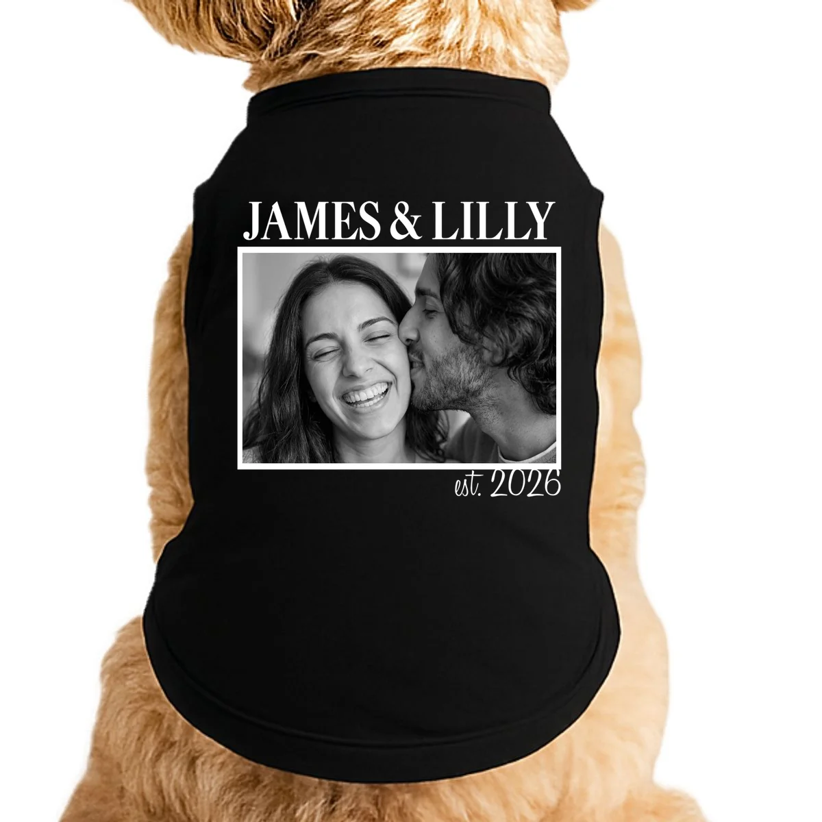 Personalized Couple Gift with Custom Photo Doggie Tank Vintage Style Engagement or Anniversary Gift - Front