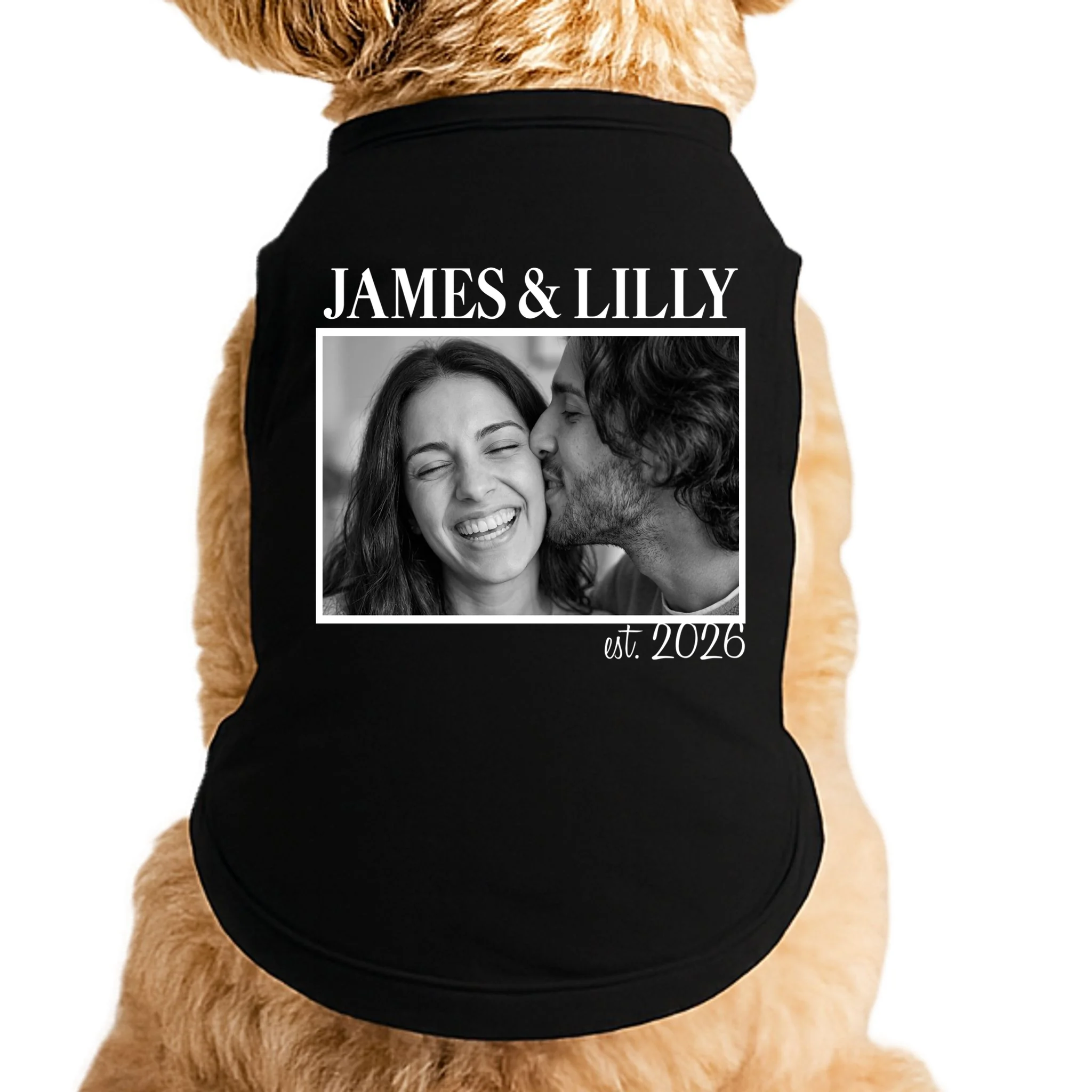 Personalized Couple Gift with Custom Photo Doggie Tank Vintage Style Engagement or Anniversary Gift - Front