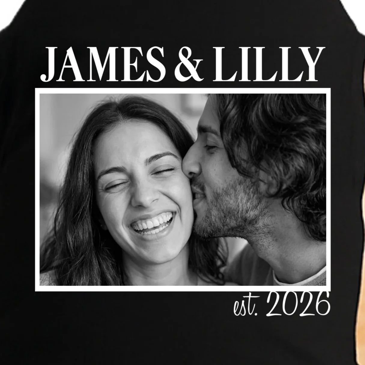 Personalized Couple Gift with Custom Photo Doggie Tank Vintage Style Engagement or Anniversary Gift - Front - Close-up