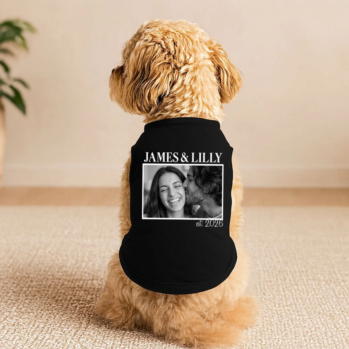 Personalized Couple Gift with Custom Photo Doggie Tank Vintage Style Engagement or Anniversary Gift - Front 1