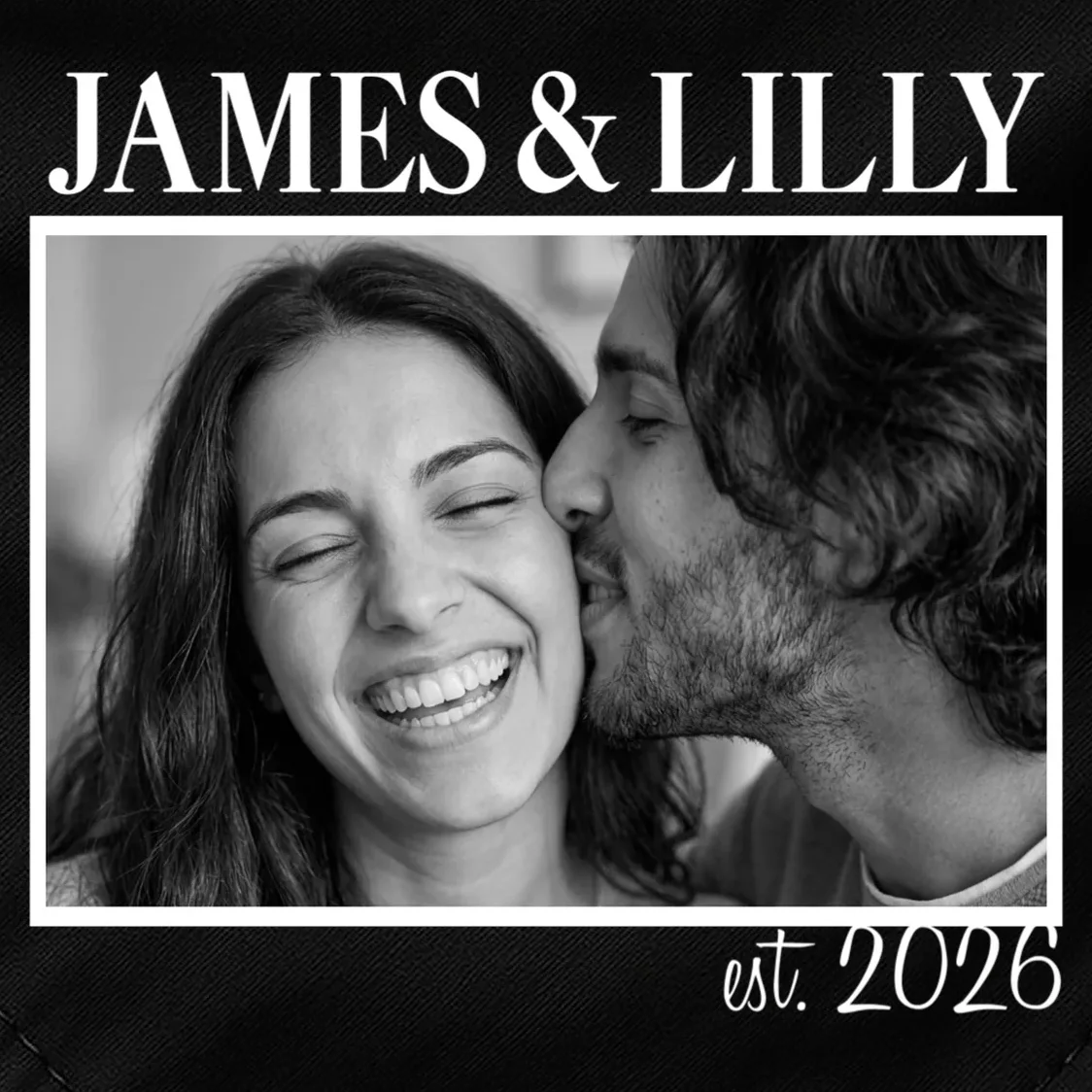 Personalized Couple Gift with Custom Photo Dog Bandana Vintage Style Engagement or Anniversary Gift - Front - Close-up