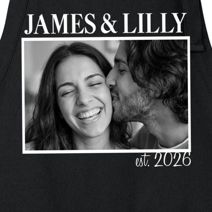 Personalized Couple Gift with Custom Photo Apron Vintage Style Engagement or Anniversary Gift - Front - Close-up