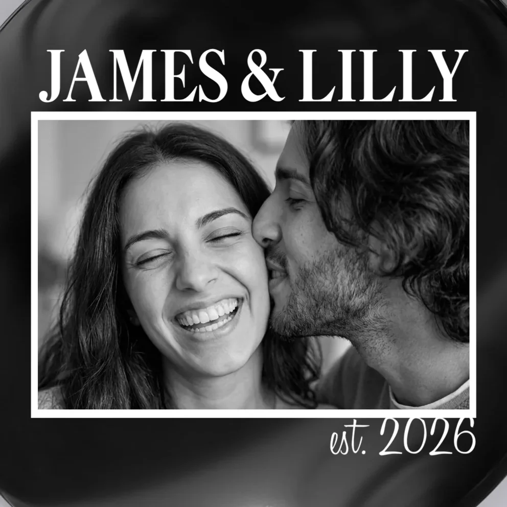 Personalized Couple Gift with Custom Photo Button Vintage Style Engagement or Anniversary Gift - Front - Close-up
