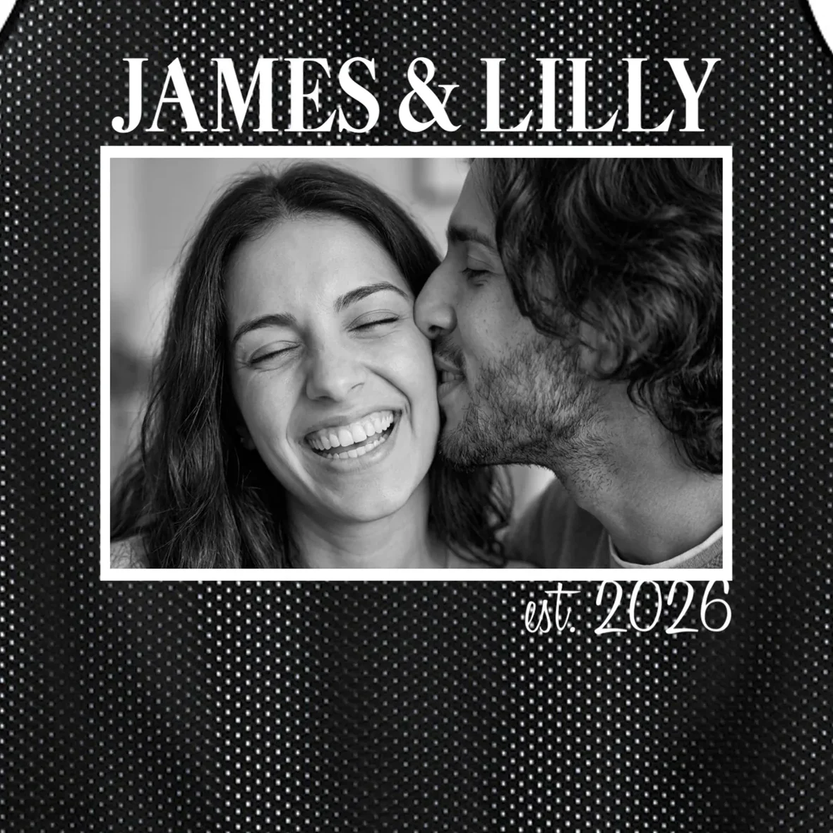 Personalized Couple Gift with Custom Photo Men's Basketball Jersey Vintage Style Engagement or Anniversary Gift - Front - Close-up