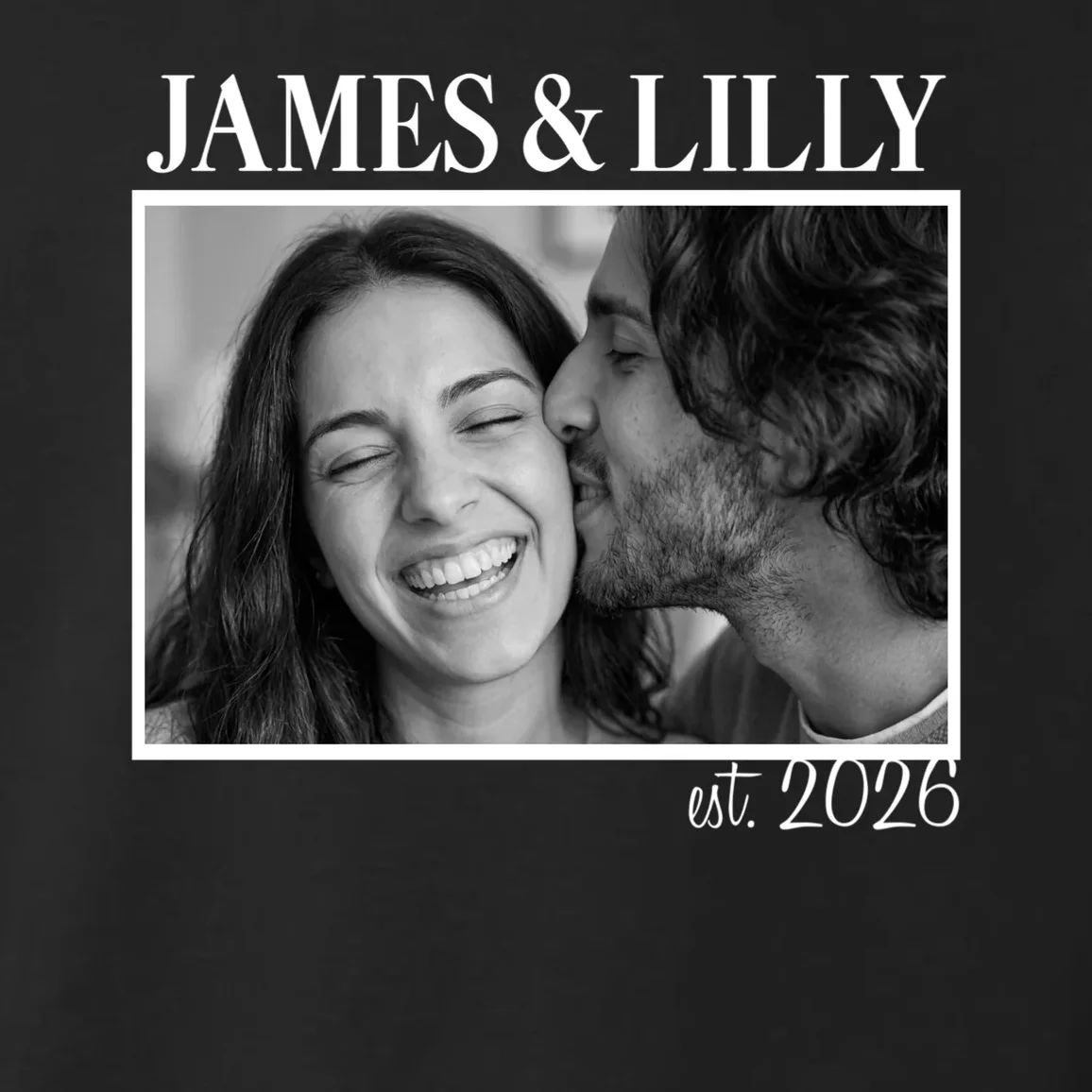 Personalized Couple Gift with Custom Photo Toddler Hoodie Vintage Style Engagement or Anniversary Gift - Front - Close-up