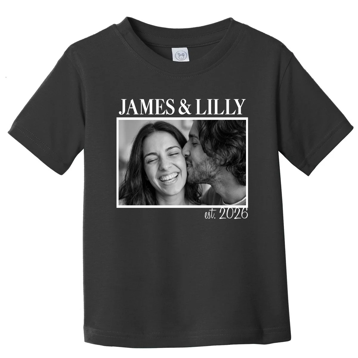 Personalized Couple Gift with Custom Photo Toddler T-Shirt Vintage Style Engagement or Anniversary Gift - Front
