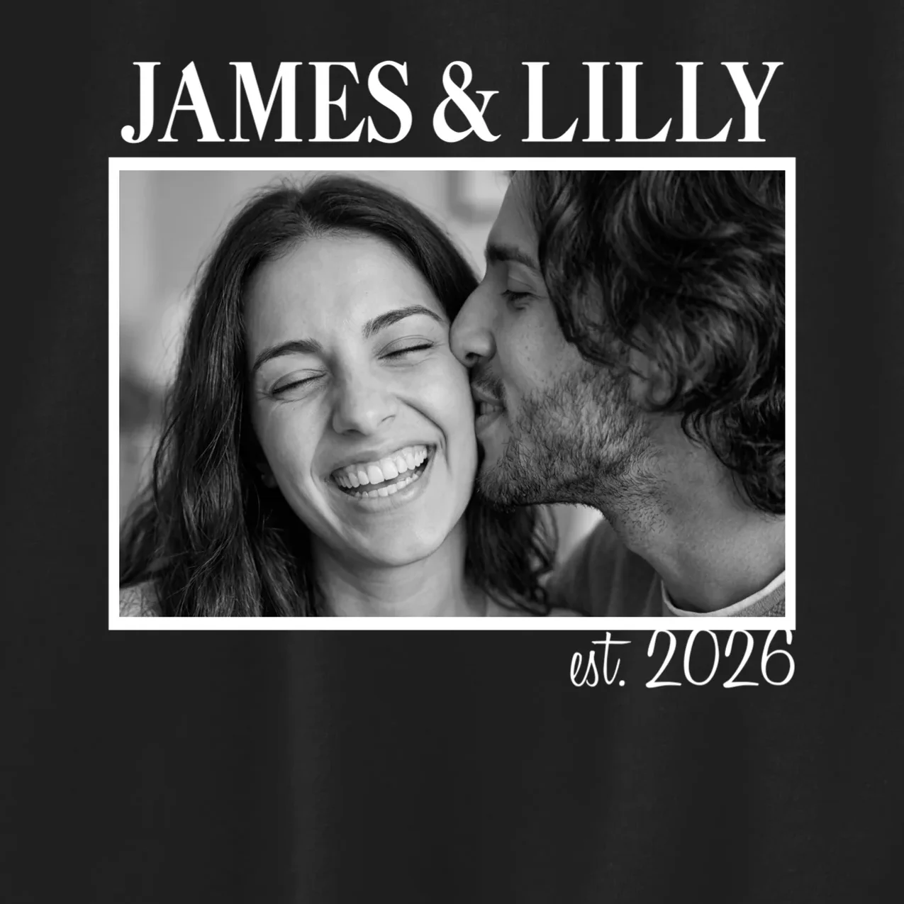 Personalized Couple Gift with Custom Photo Kids Sweatshirt Vintage Style Engagement or Anniversary Gift - Front - Close-up