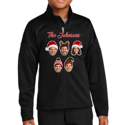 Personalized Christmas Hat Family Faces Kids Jacket - Custom Photo & Name Front