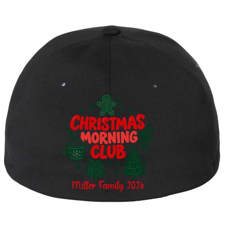 Personalized Christmas Morning Club Family Graphic Flexfit Men's Snapback Hat - Back - Close-up