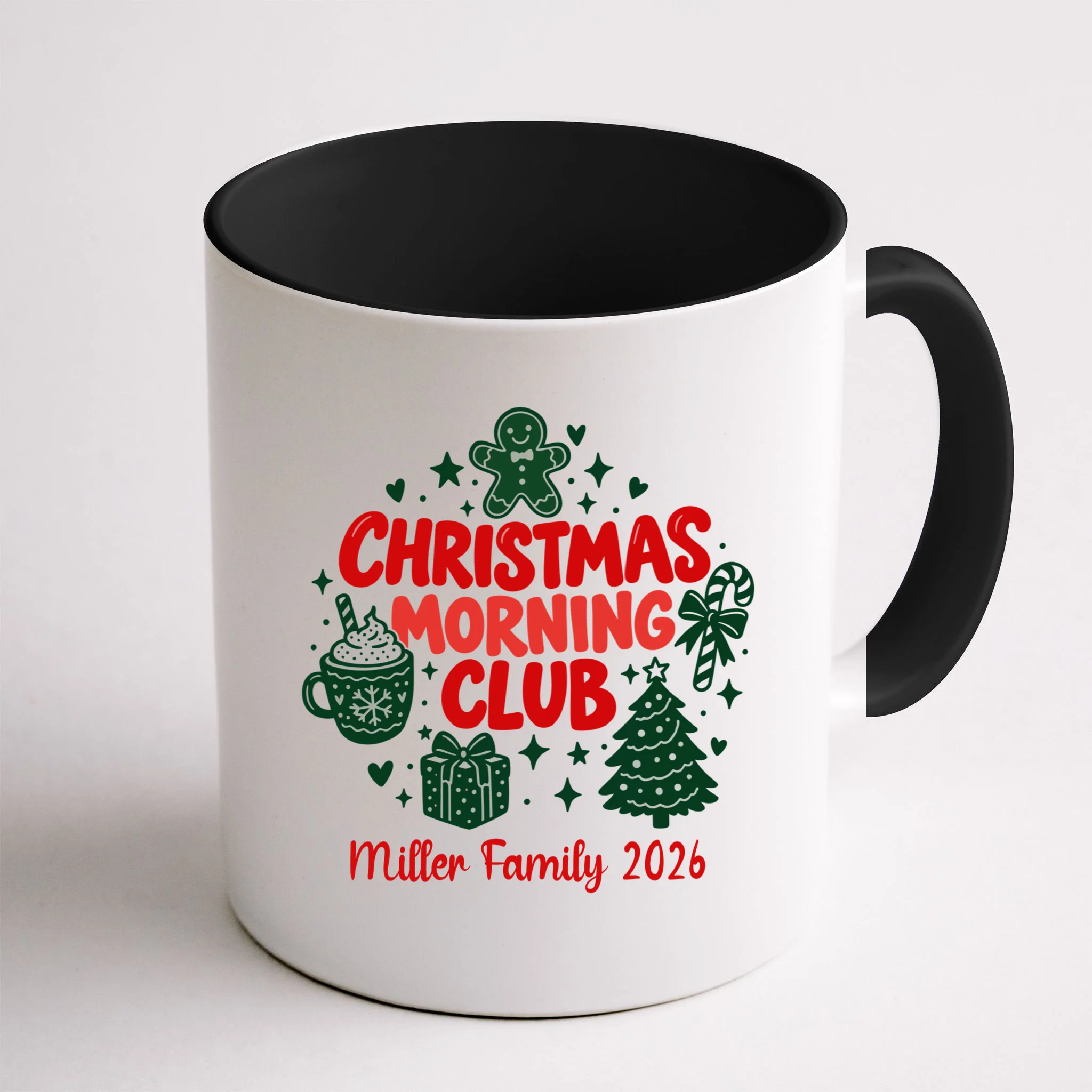 Personalized Christmas Morning Club Family Graphic Mug - Back