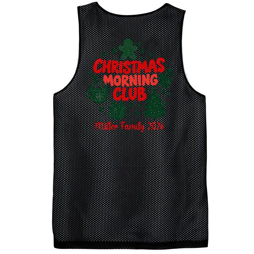 Personalized Christmas Morning Club Family Graphic Men's Basketball Jersey - Back - Close-up