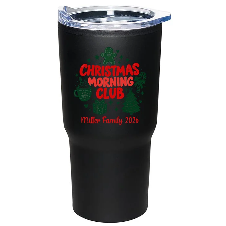 Personalized Christmas Morning Club Family Graphic 20oz Tumbler - Back