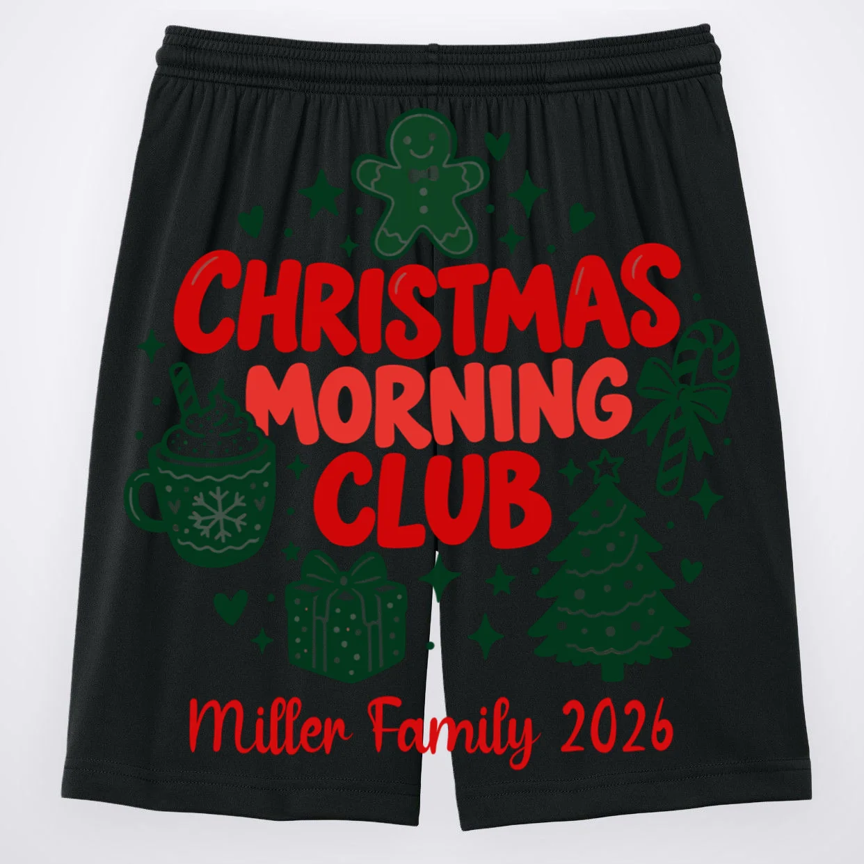 Personalized Christmas Morning Club Family Graphic Men's Shorts - Back