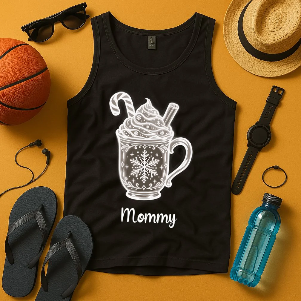 Personalized Christmas Morning Club Family Graphic Men's Tank Top - Front 3