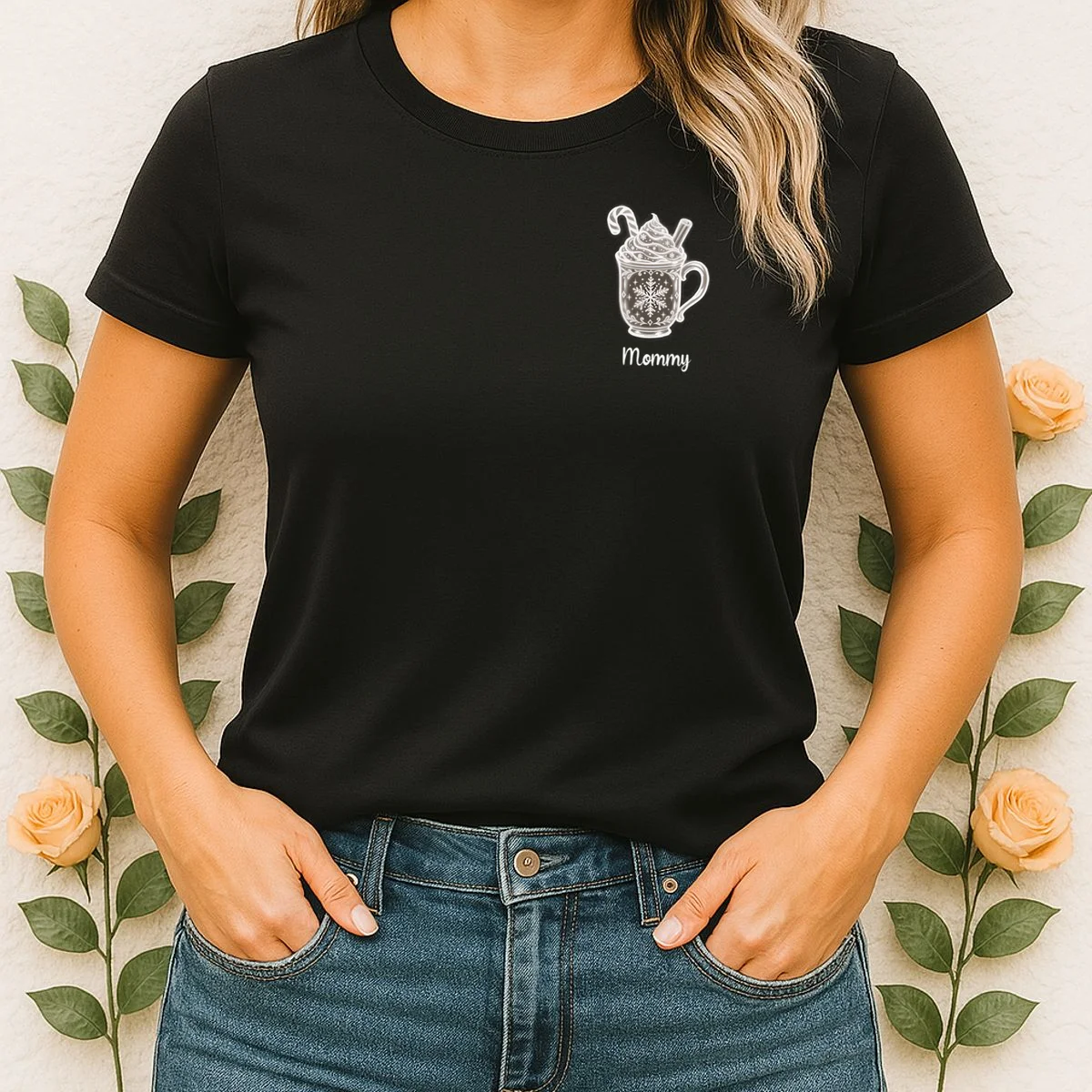 Personalized Christmas Morning Club Family Graphic Women's T-Shirt - Front 1