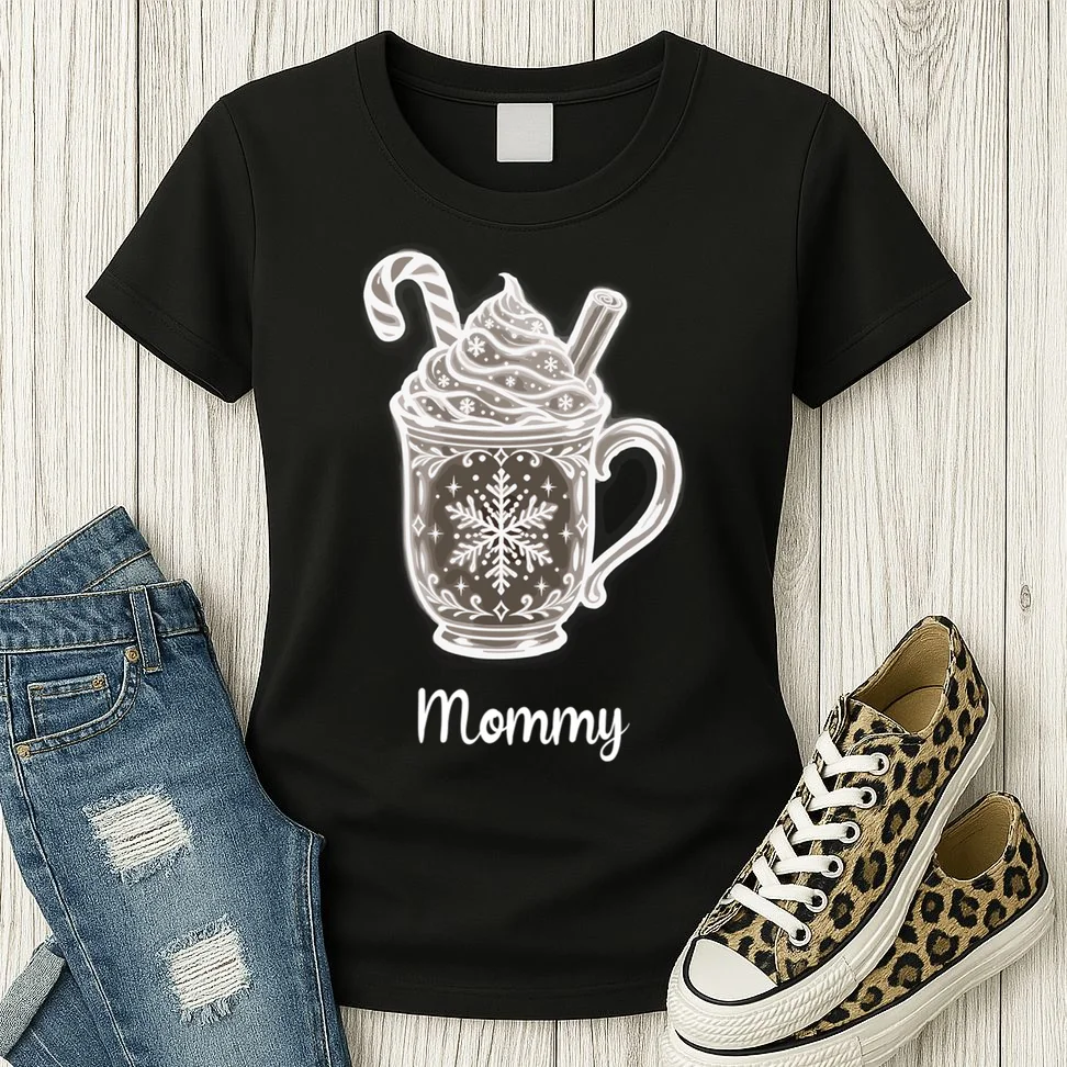 Personalized Christmas Morning Club Family Graphic Women's T-Shirt - Front 2