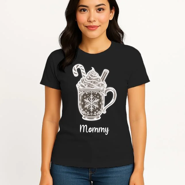 Personalized Christmas Morning Club Family Graphic Women's T-Shirt - Front 3