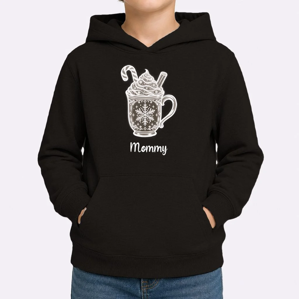 Personalized Christmas Morning Club Family Graphic Kids Hoodie - Front 1