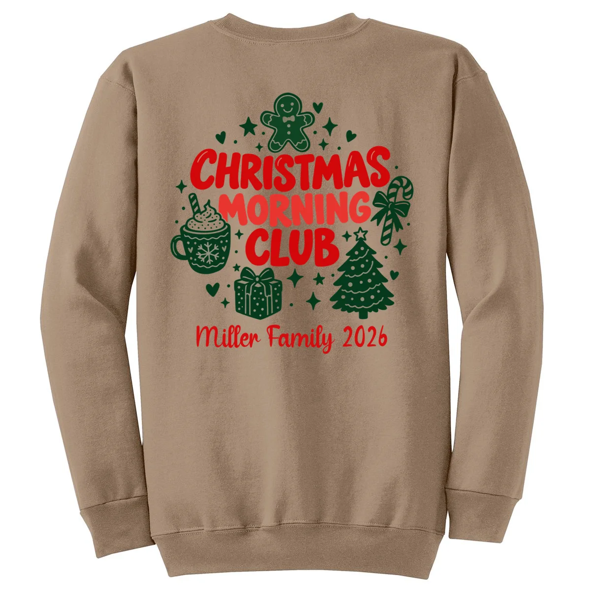 Personalized Christmas Morning Club Family Graphic Men's Sweatshirt - Back