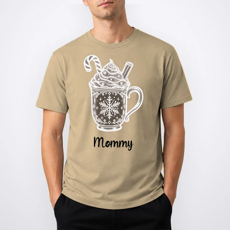 Personalized Christmas Morning Club Family Graphic Men's T-Shirt - Front 1